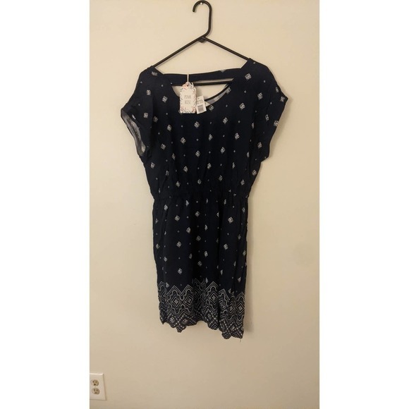 Pink Rose Dresses & Skirts - Pink Rose Boho Dress XL, Navy Blue Midi, NWT